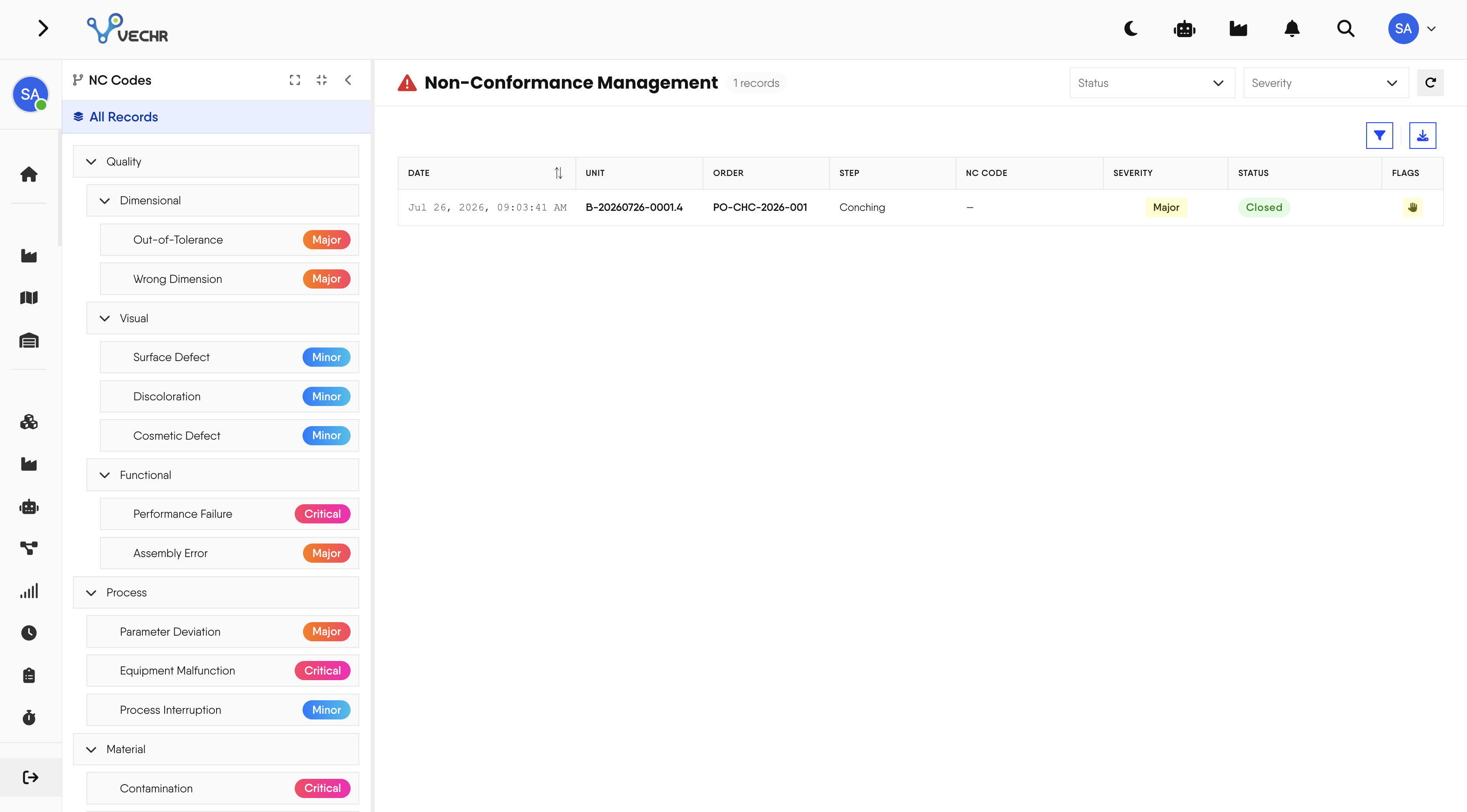 Non-conformance management workflow with root cause analysis and corrective action